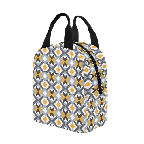 Retro Angles Abstract Geometric Pattern Zipper Lunch Bag (Model 1720)