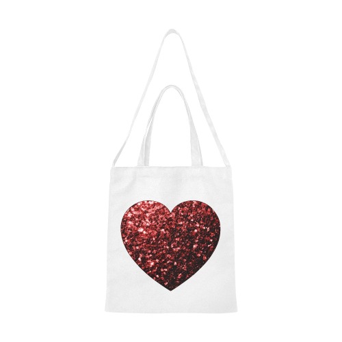 Red sparkles heart faux glitter Valentines Day love Canvas Tote Bag/Medium (Model 1701)