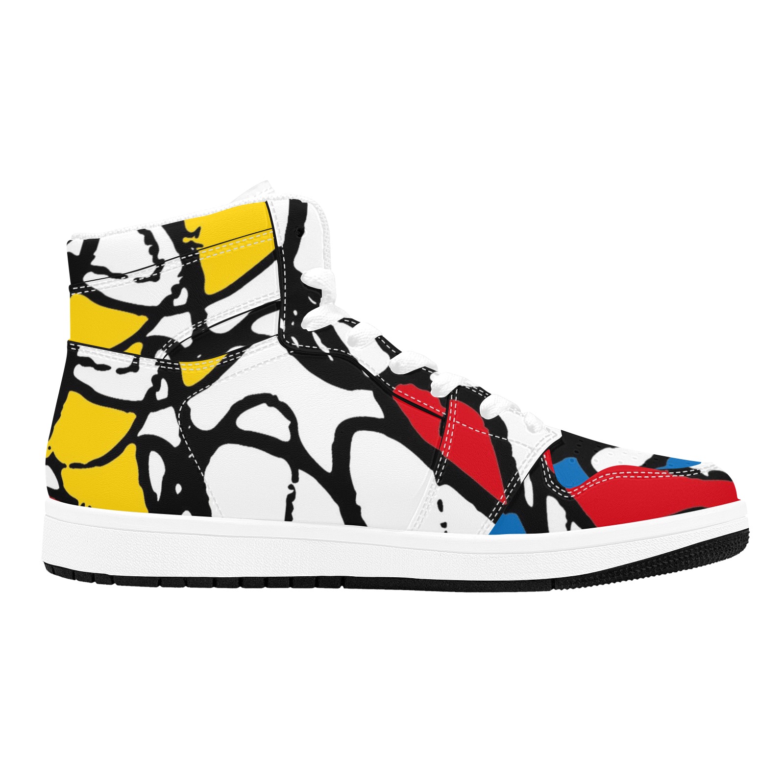 Mondrian Doodle Scribble Men's High Top Sneakers (Model 20042)