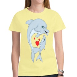 Dolphin Love Light Yellow New All Over Print T-shirt for Women (Model T45)