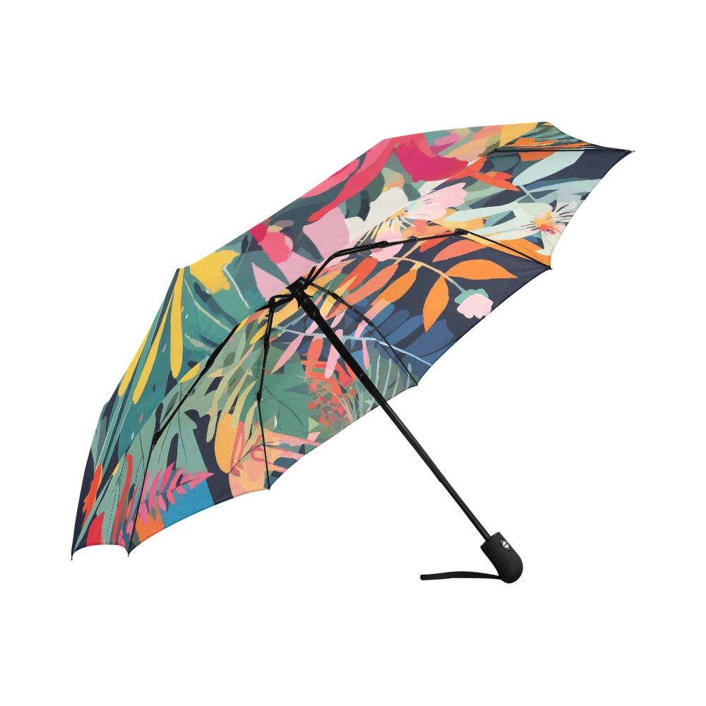 Pleasant art of colorful tropical flowers, plants. Auto-Foldable Umbrella (Model U04)