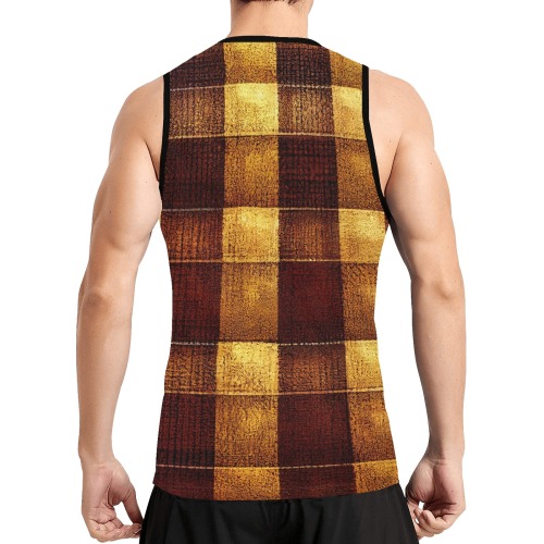 check pattern, gold and brown All Over Print Basketball Jersey