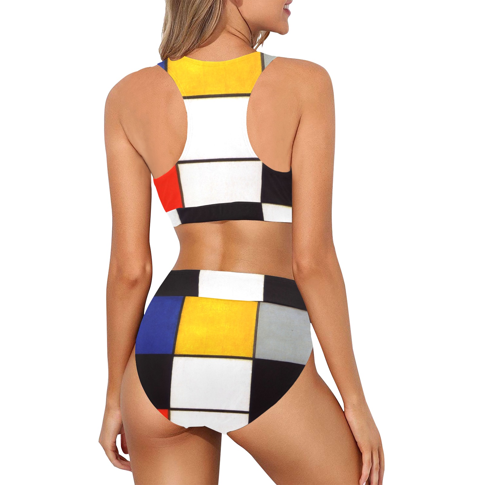 Composition A by Piet Mondrian Crop Top Bikini Set (Model S21)