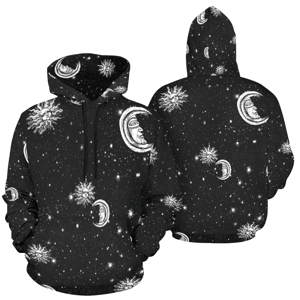 Stars Moon Sun in the Universe All Over Print Hoodie for Women (USA Size) (Model H13)