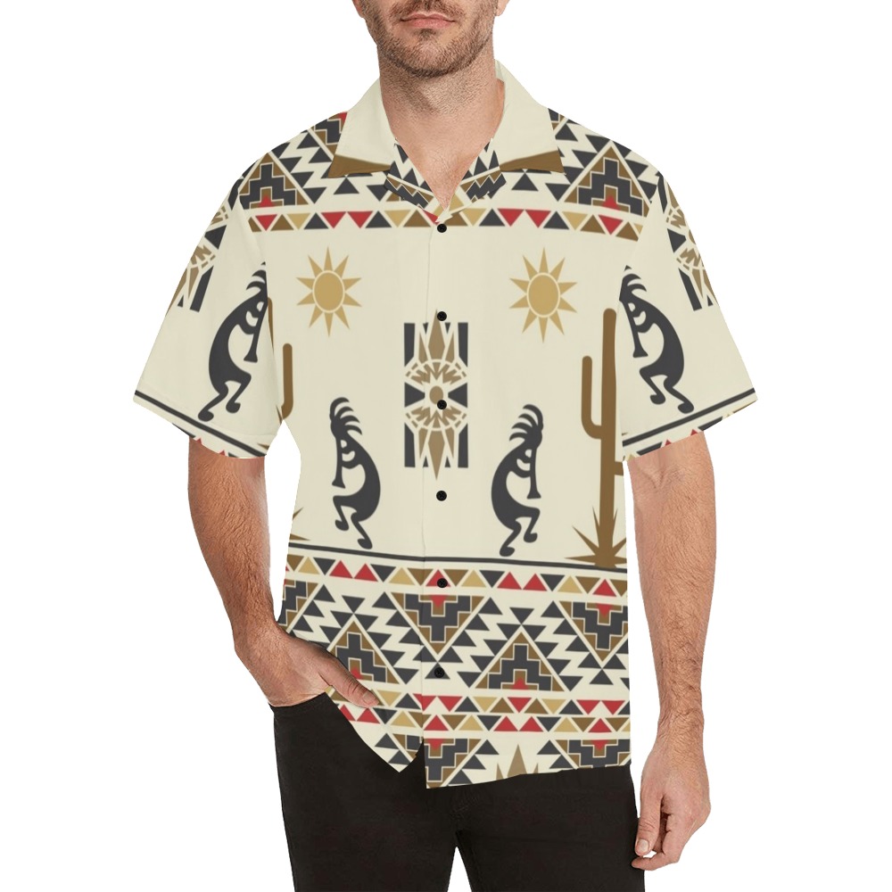 Aztec Southwestern Kokopelli Hawaiian Shirt with Merged Design (Model T58)