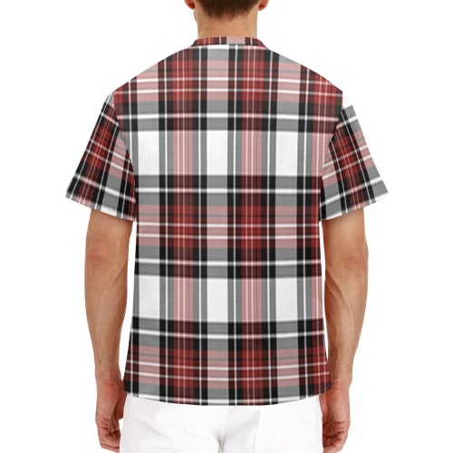 Red Black Plaid Men's Henley T-Shirt (Model T75)