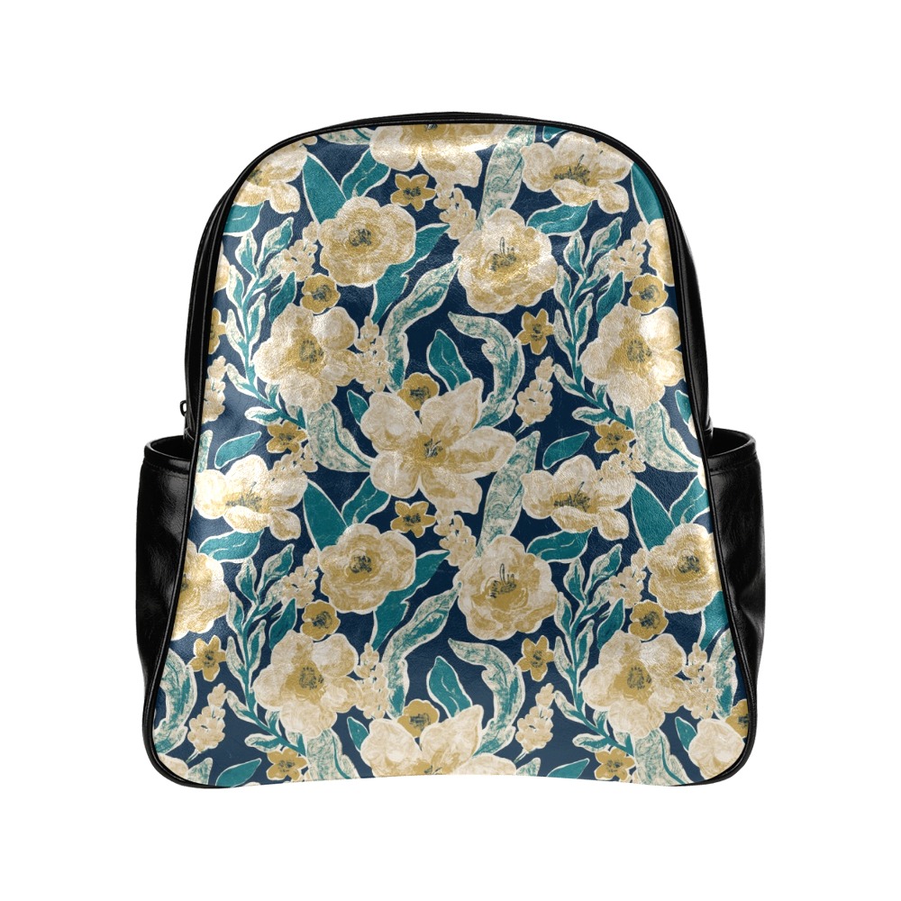 Painted Flowers Multi-Pockets Backpack (Model 1636)