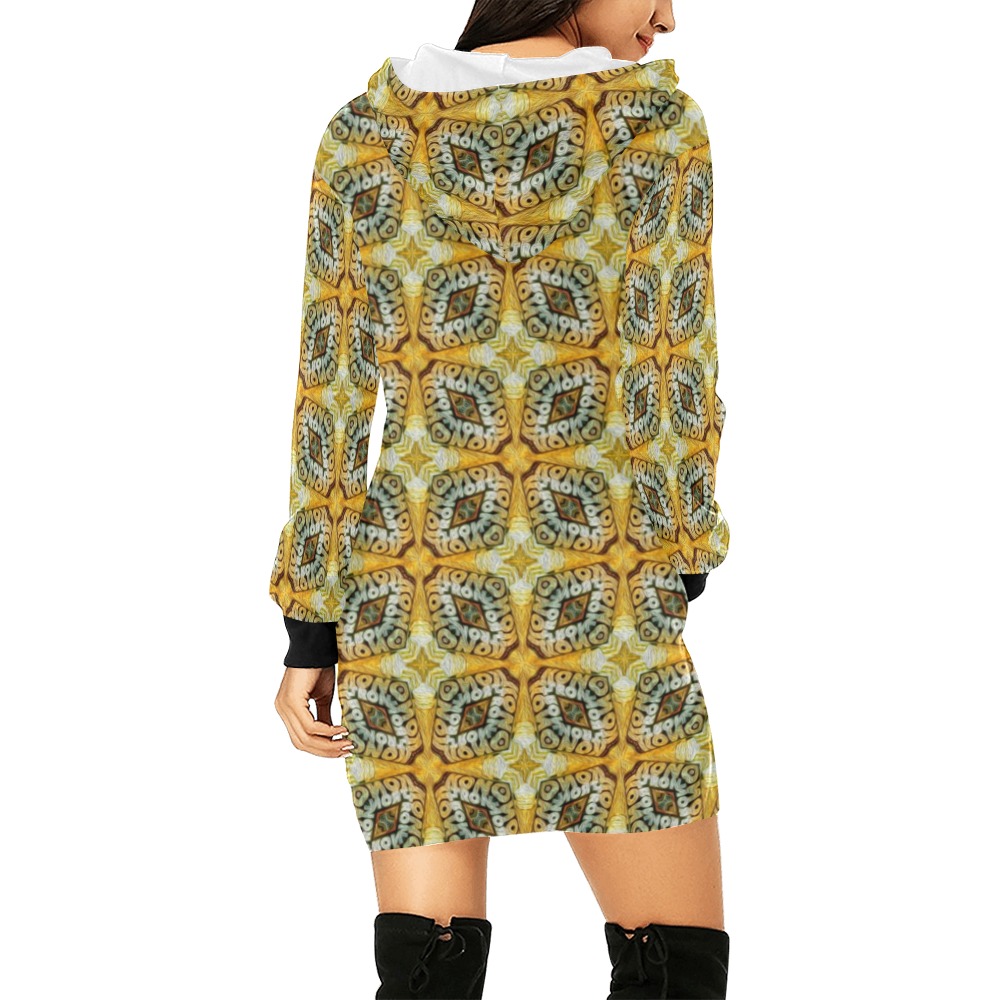 Earthy rhombuses All Over Print Hoodie Mini Dress (Model H27)