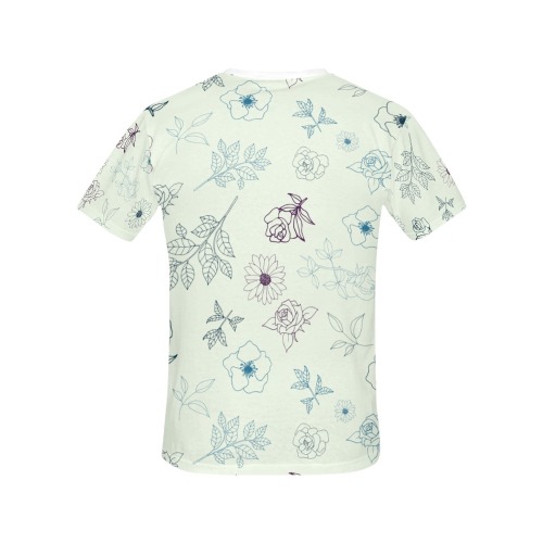 Blue flower pattern All Over Print T-Shirt for Women (USA Size) (Model T40)