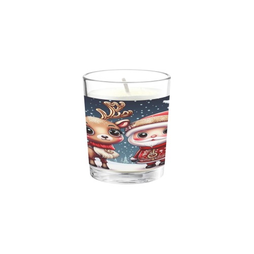 Santa and Reindeer Transparent Candle Cup (Jasmine)