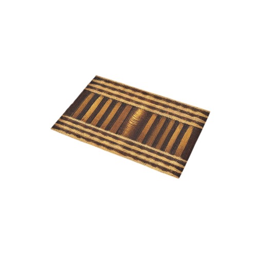 gold and brown cross striped pattern Bath Rug 16''x 28''