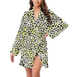 Modern leopards dots 1A Women's Long Sleeve Belted Night Robe
