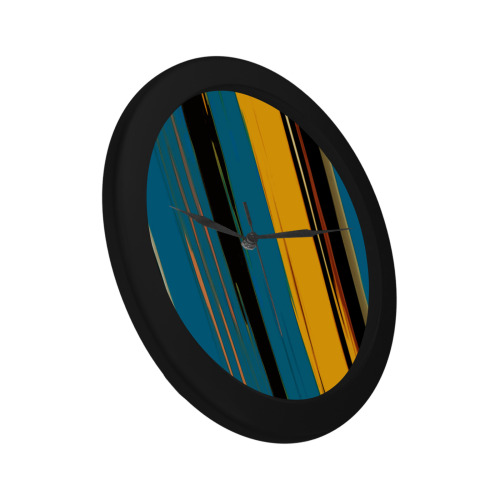 Black Turquoise And Orange Go! Abstract Art Circular Plastic Wall clock