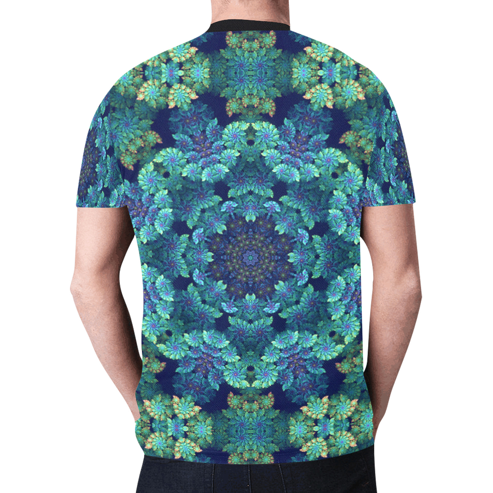 leafy Green Fractal Mandala New All Over Print T-shirt for Men (Model T45)