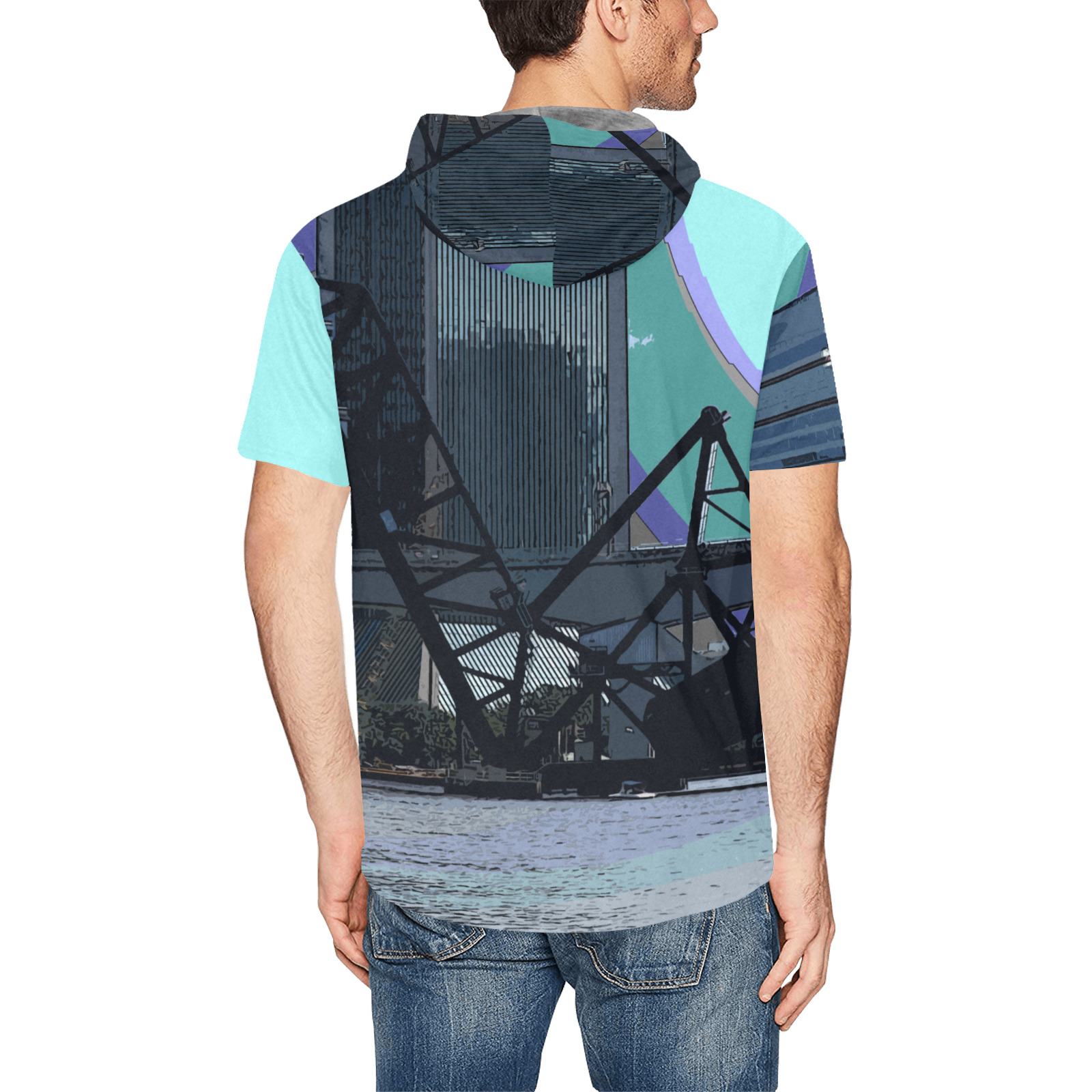 City Colors 6702 All Over Print Short Sleeve Hoodie for Men (Model H32)