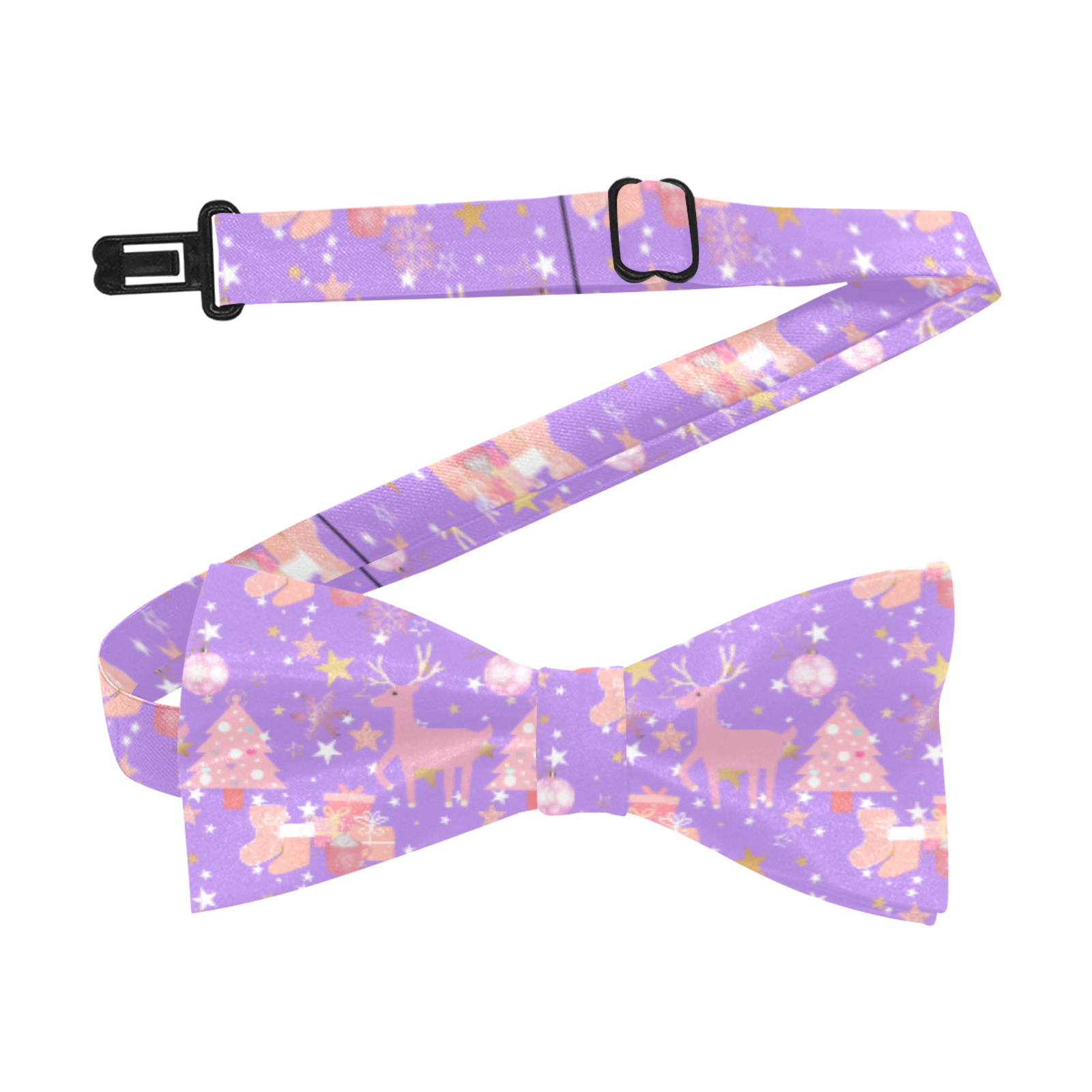 Pink and Purple and Gold Christmas Design Custom Bow Tie