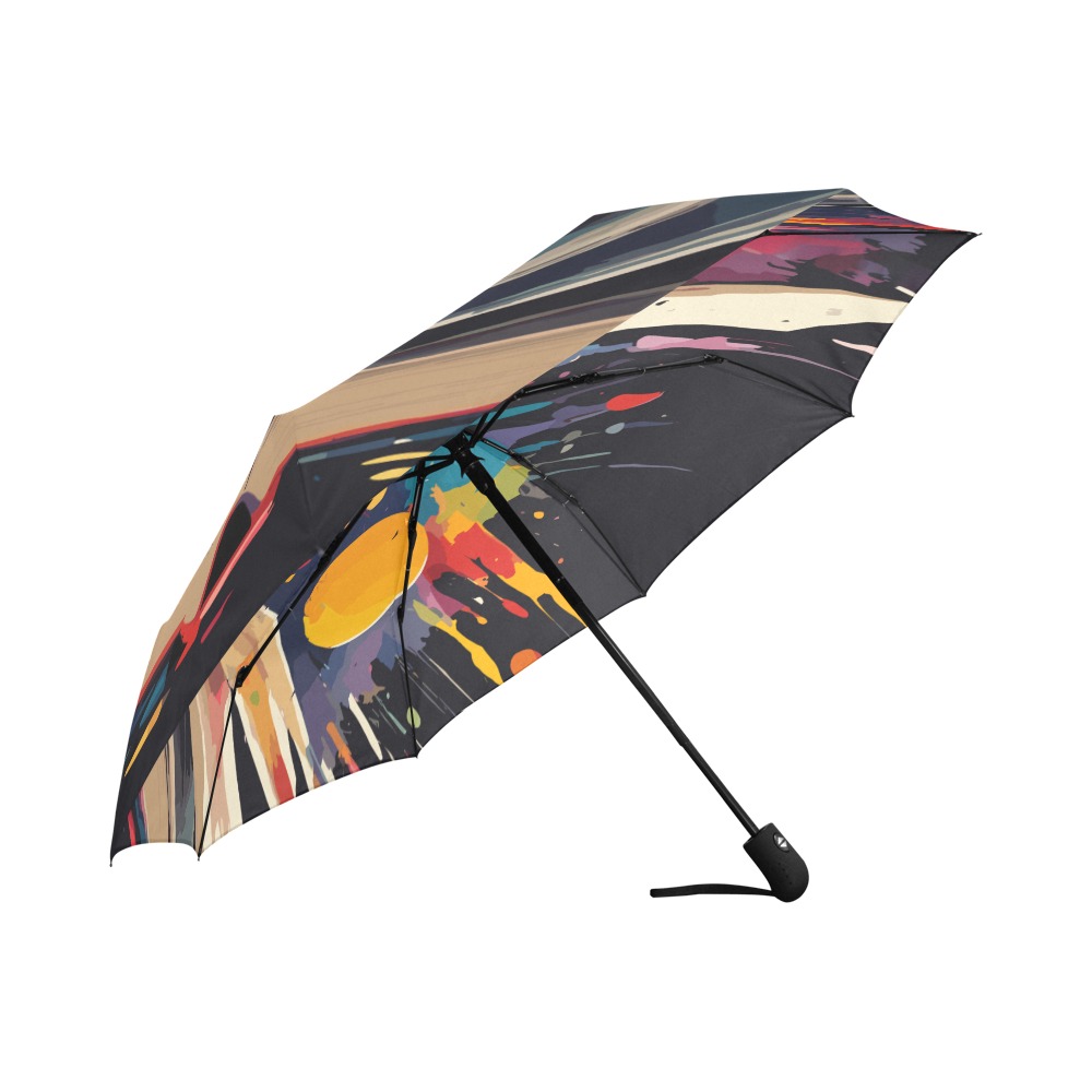Reading creates knowledge abstract art on black Auto-Foldable Umbrella (Model U04)