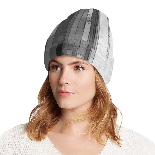 Greyscale Abstract B&W Art All Over Print Beanie for Adults
