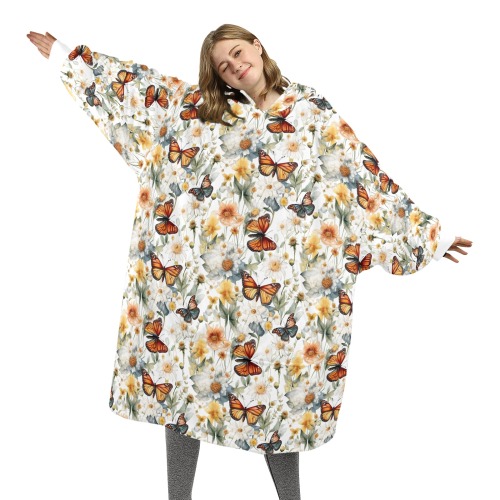 Adult Blnkt Hoodie Meadow Butterflies