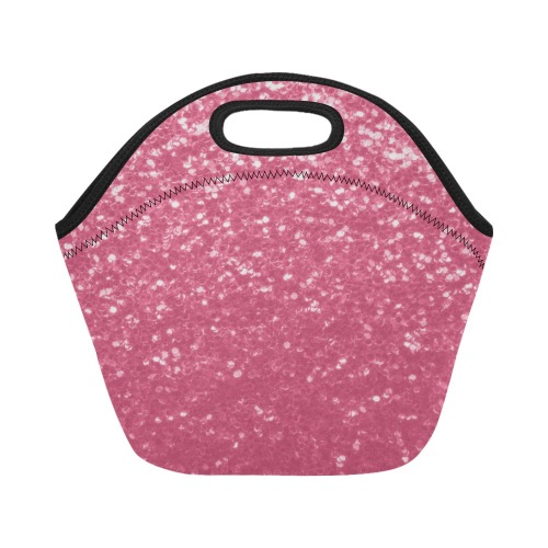 Magenta light pink red faux sparkles glitter Neoprene Lunch Bag/Small (Model 1669)