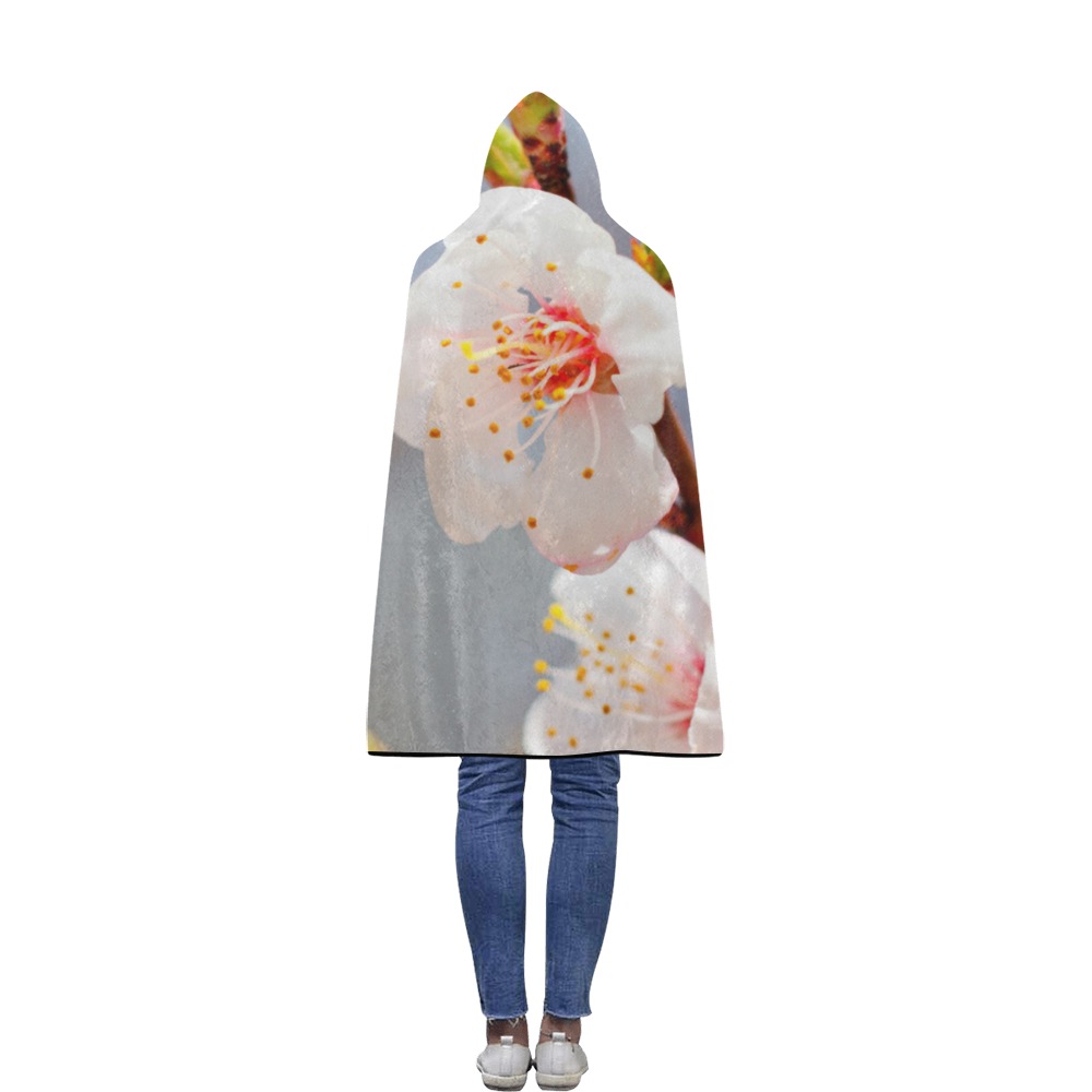 Magnificent Japanese apricot flowers on a tree. Flannel Hooded Blanket 40''x50''
