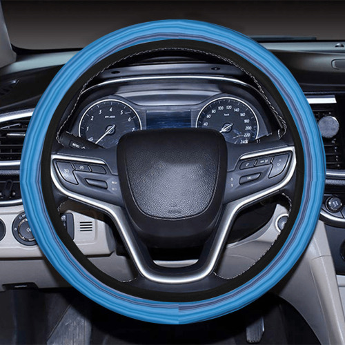 Abstract Blue Horizontal Stripes Steering Wheel Cover with Elastic Edge