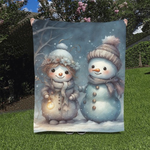 Snowman Couple Quilt 50"x60"