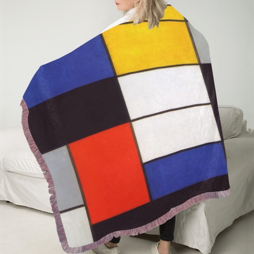 Composition A by Piet Mondrian Ultra-Soft Fringe Blanket 40"x50" (Mixed Pink)