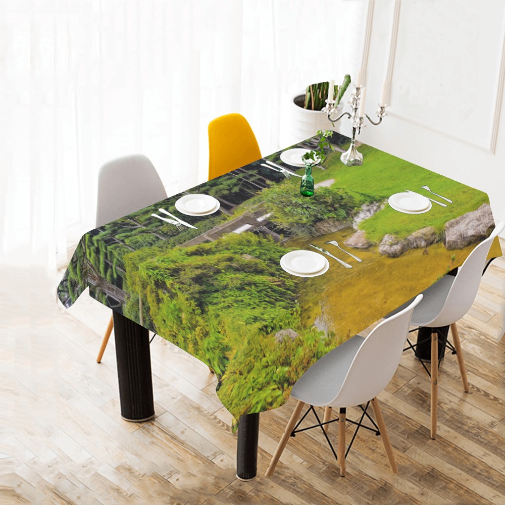 Japanese garden Cotton Linen Tablecloth 60" x 90"