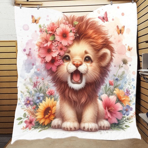 Watercolor Lion 1 Quilt 60"x70"