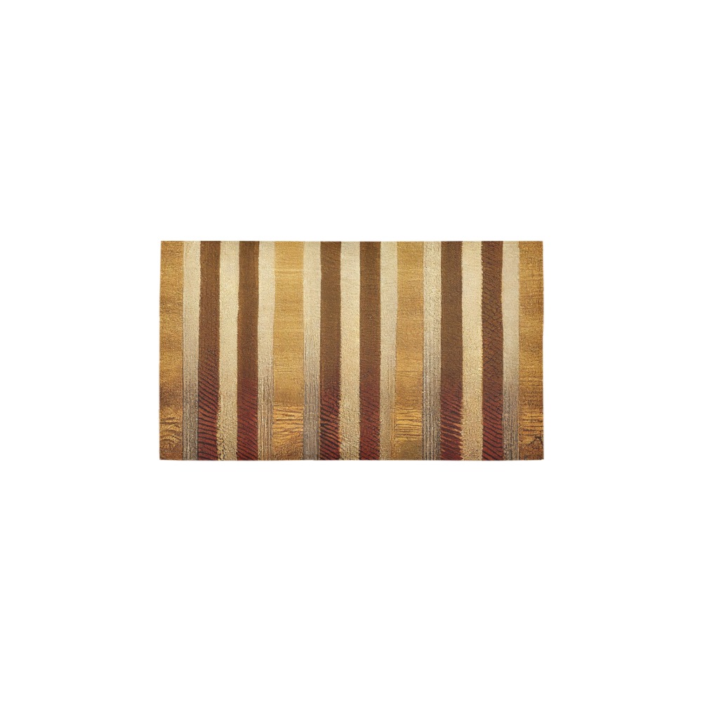 gold and brown striped pattern Bath Rug 16''x 28''