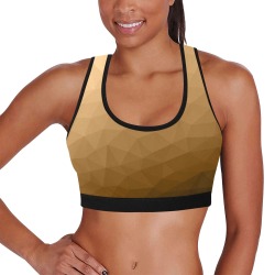 Brown gradient geometric mesh pattern Women's All Over Print Sports Bra (Model T52)