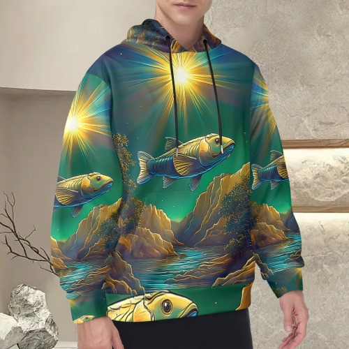 Celestial Swim Men's Long Sleeve Hoodie (Model H55)
