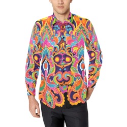 Abstract Retro Hippie Paisley Floral Men's All Over Print Casual Dress Shirt (Model T61)