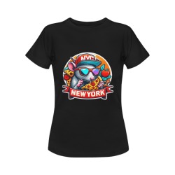 NYC RAT EATING NEW YORK PIZZA 2 Women's T-Shirt in USA Size (Two Sides Printing)