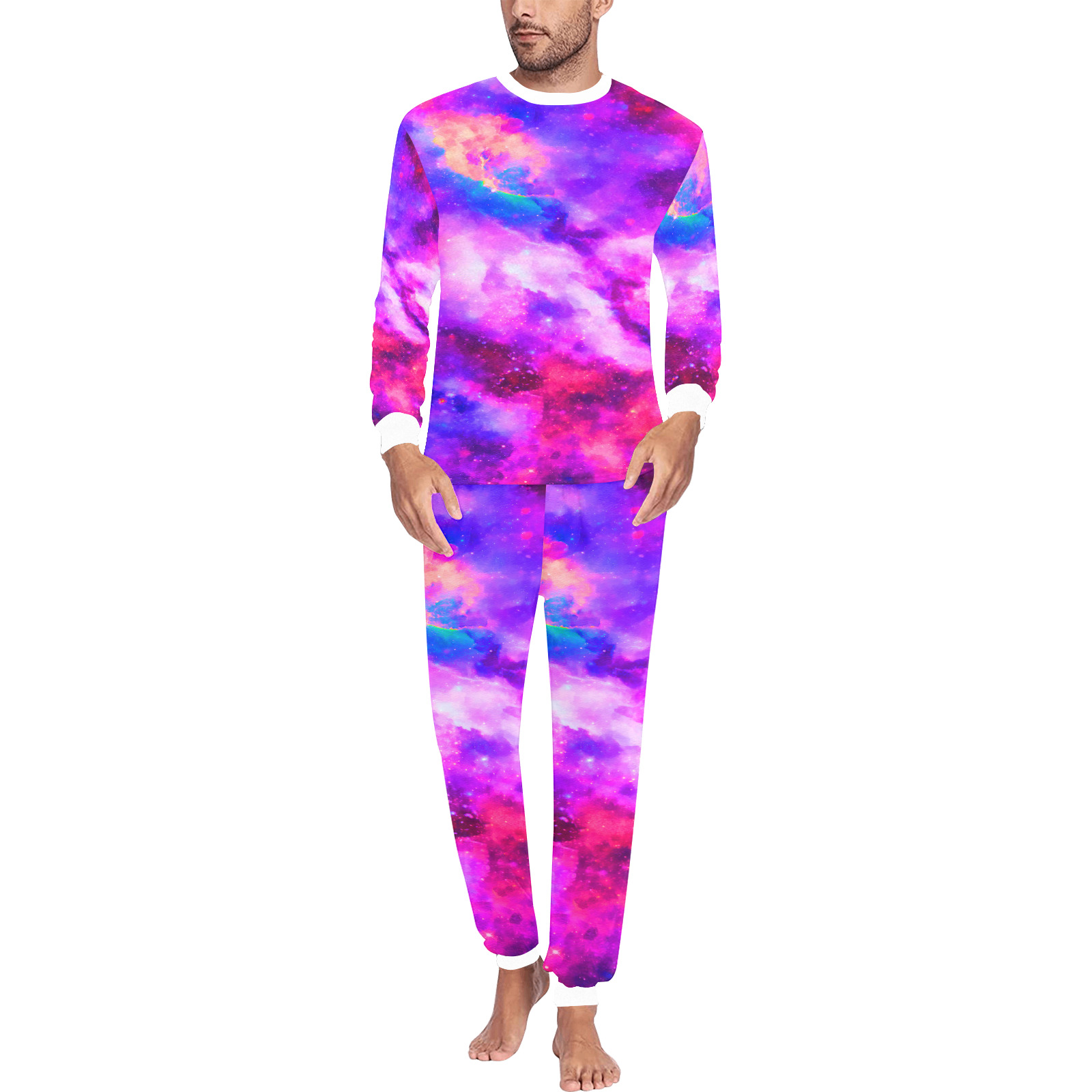 Watercolor Mystical fantasy deep galaxy space - Interstellar cosmic dust Men's All Over Print Pajama Set