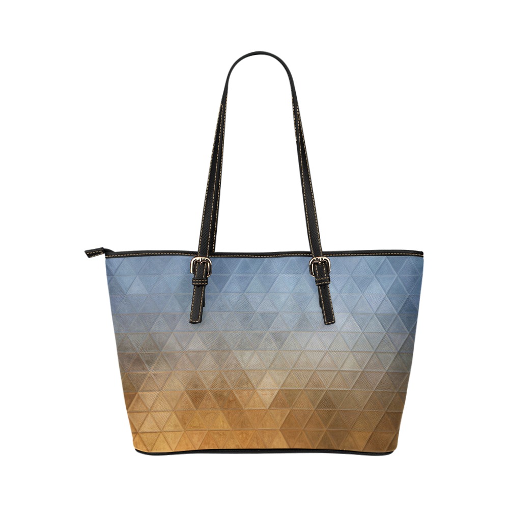 mosaic triangle 20 Leather Tote Bag/Small (Model 1651)