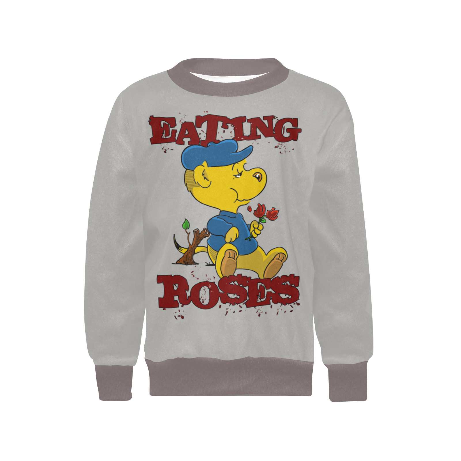 Ferald's Eating Roses! Girls' All Over Print Crew Neck Sweater (Model H49)