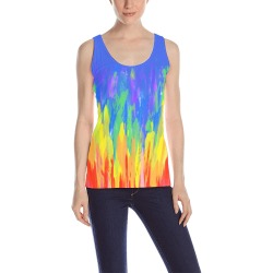 Flames Paint Abstract Classic Blue All Over Print Tank Top for Women (Model T43)