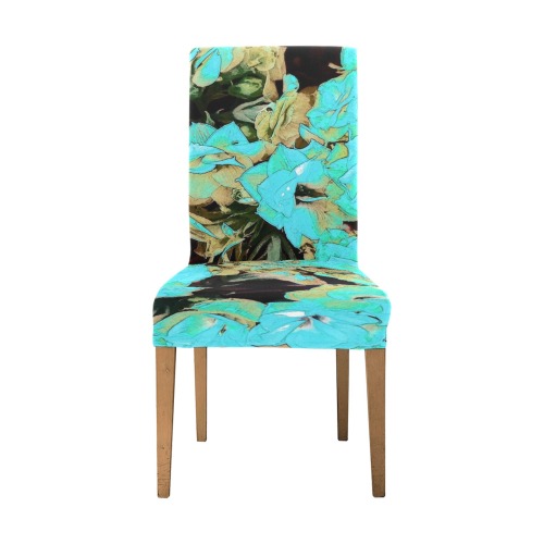 Blue Kalanchoe Plant Removable Dining Chair Cover