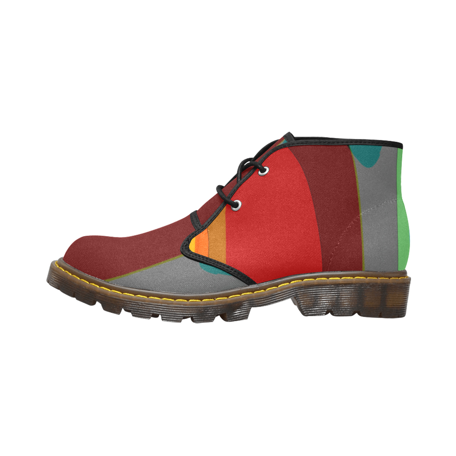 Colorful Abstract 118 Men's Canvas Chukka Boots (Model 2402-1)