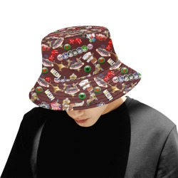 Las Vegas Icons Gamblers Delight / Brown All Over Print Bucket Hat for Men