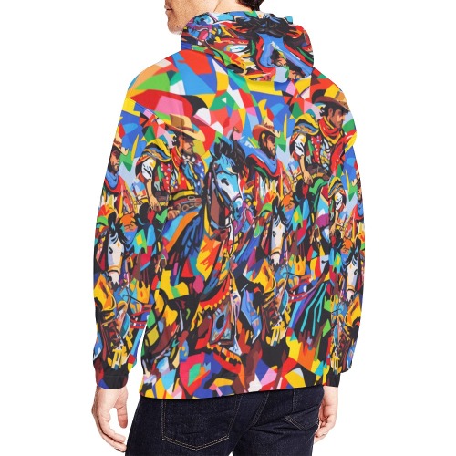 Cool abstract art of cowboys. Western theme. All Over Print Hoodie for Men (USA Size) (Model H13)