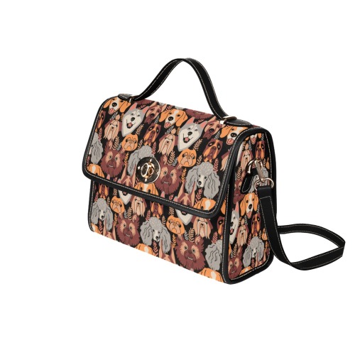 Doggies Waterproof Canvas Bag-Black (All Over Print) (Model 1641)