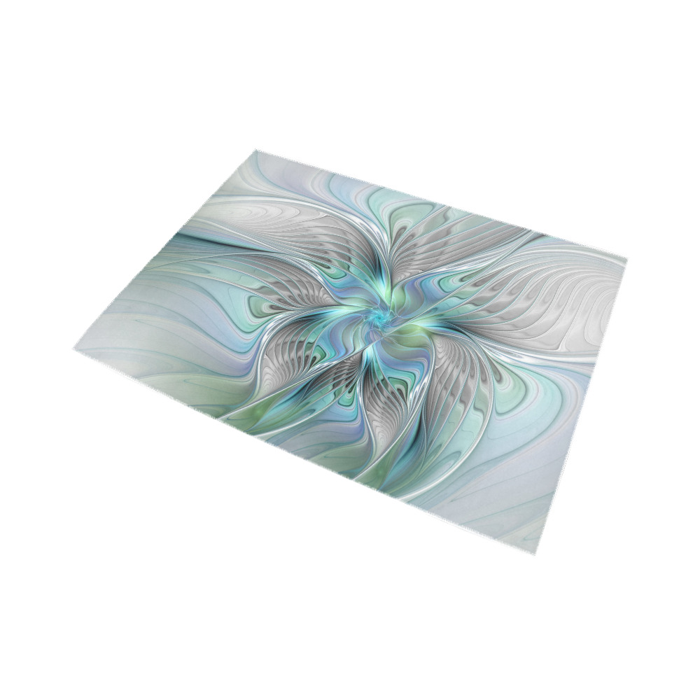 Abstract Blue Green Butterfly Fantasy Fractal Art Area Rug7'x5'