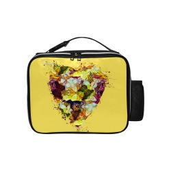 Graffiti Markings Heart Splatter- Yellow PU Leather Lunch Bag (Model 1723)