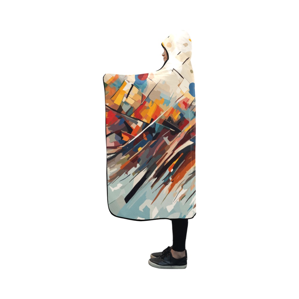 Fantastic abstract art of colorful shapes, lines Hooded Blanket 50''x40''