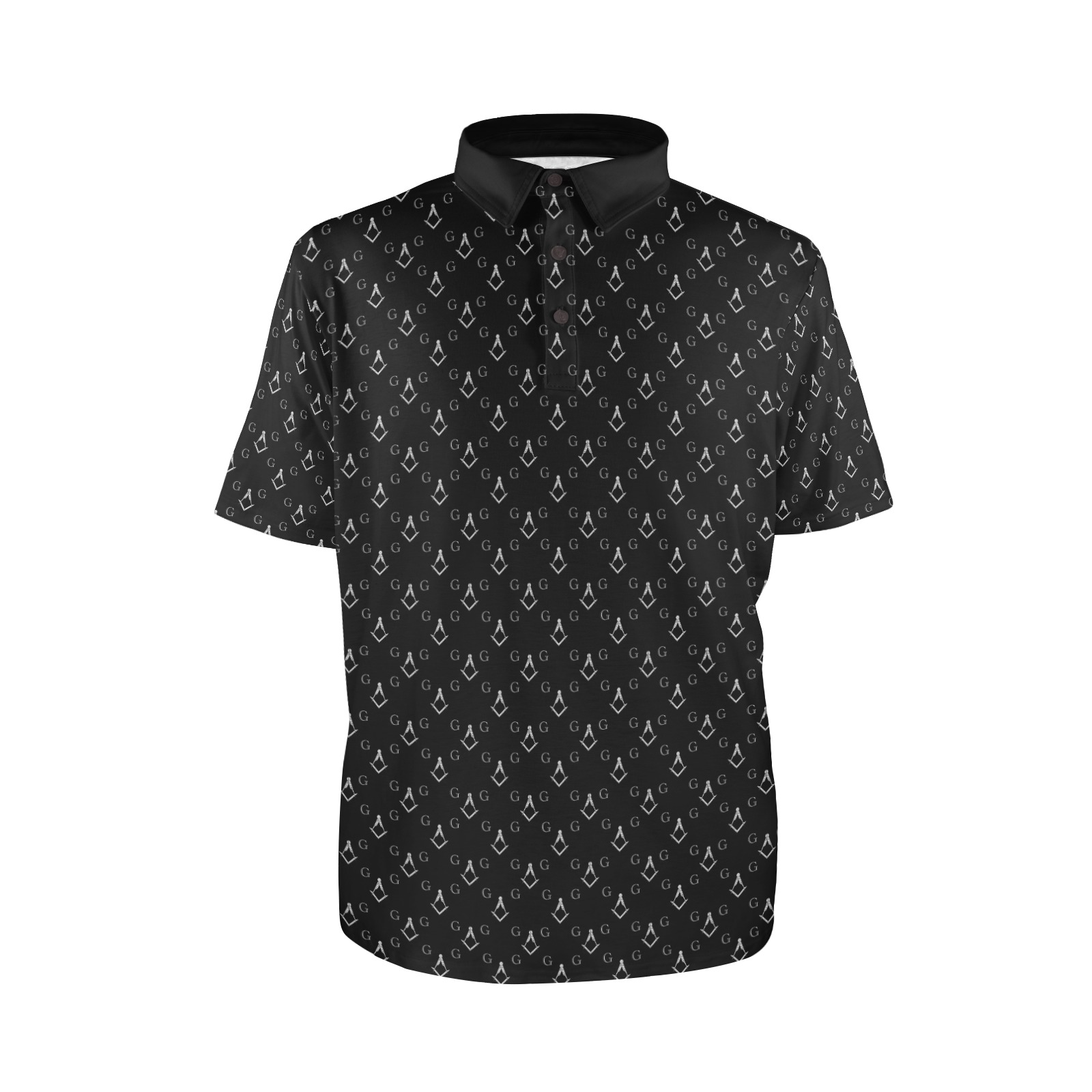 Black G Men's All Over Print Polo Shirt (Model T55)