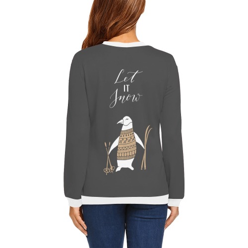 Winter,Penguin All Over Print Crewneck Sweatshirt for Women (Model H18)