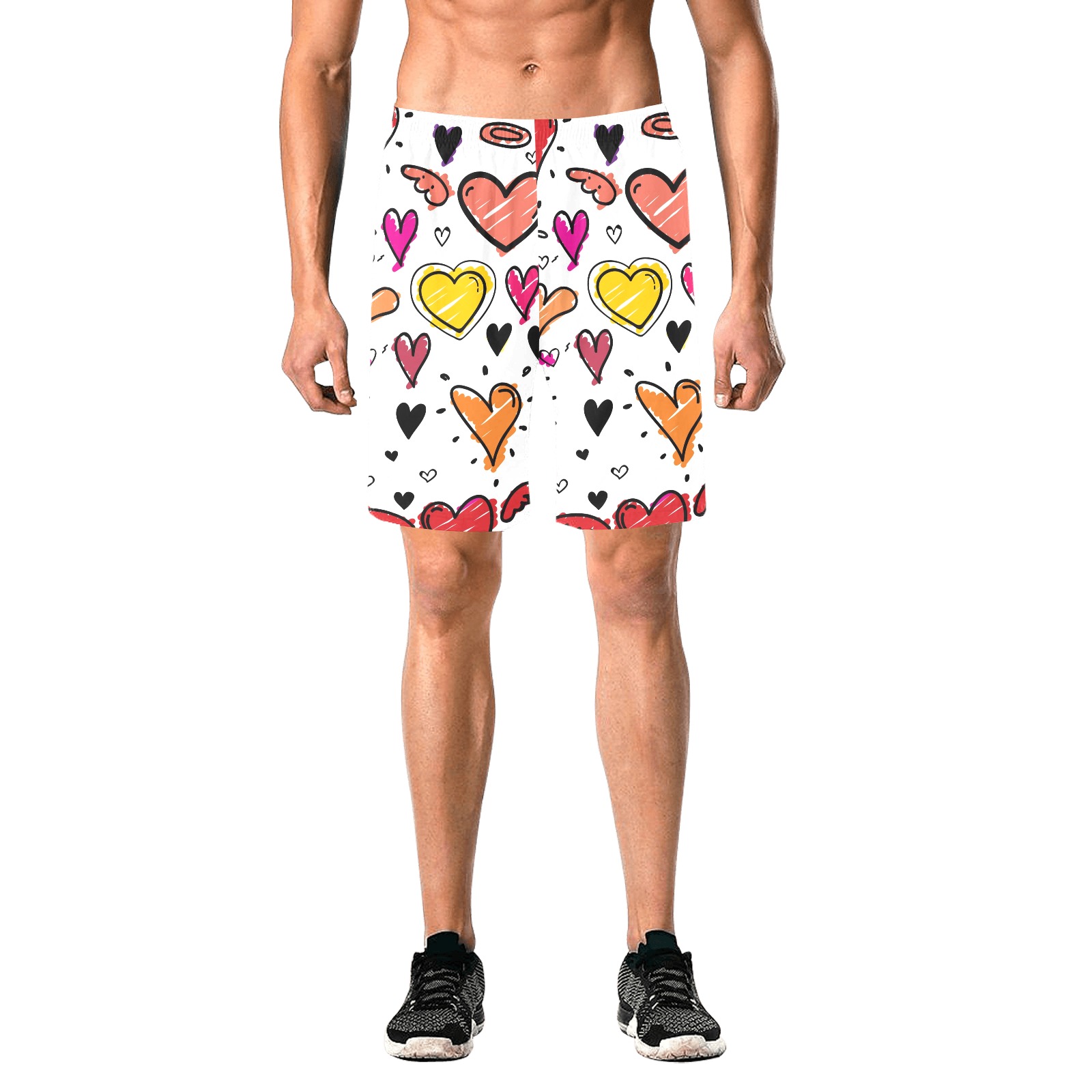 Cool Abstract Hearts Men's All Over Print Elastic Beach Shorts (Model L20)